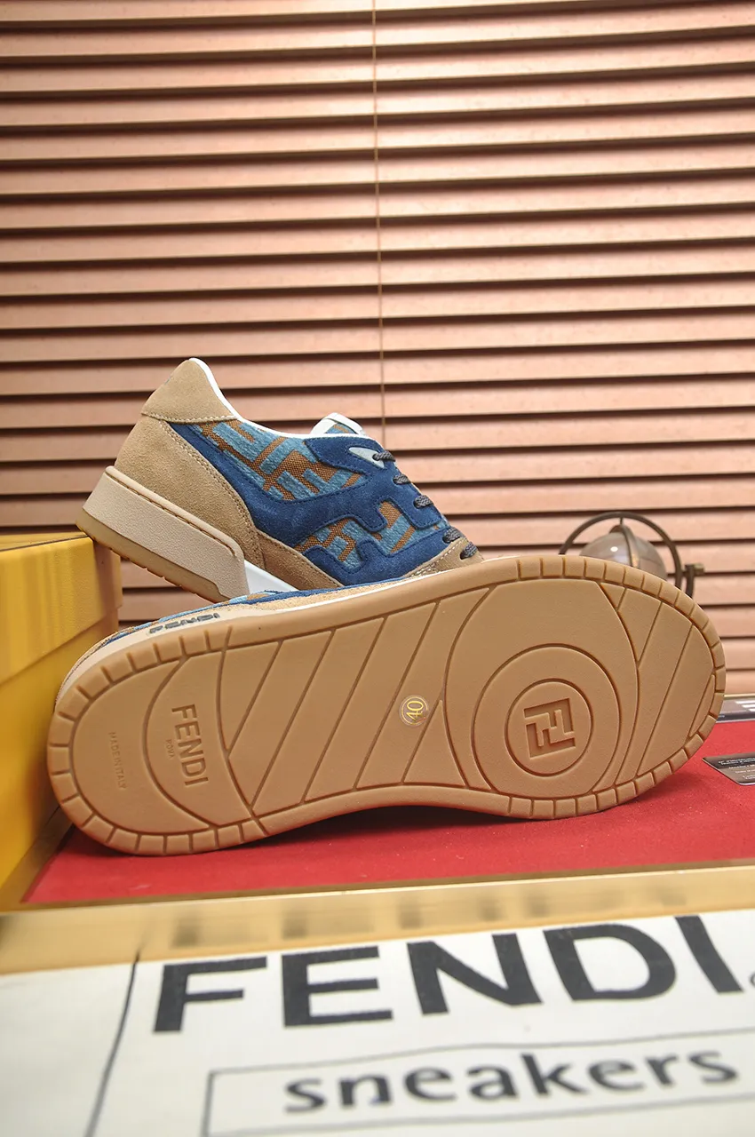 Men's shoes 💰600💶 [Fendi] The latest couple model 🔥 Many 💑 stars have the same style. FD match is a one-to-one replica of the original version. The first fendi match created by designer Kim Jones and Trainer basketball sneakers by Donkey. Material: Original silk leather. Lining: breathable mesh. Packaging: Original 1:1 matching high-end packaging. Size: Female 35-40 Male 38-44 (45 46. Custom-made (no return or exchange)
